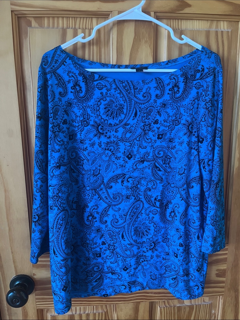 Blue Paisley Long-Sleeve Top - Size Large